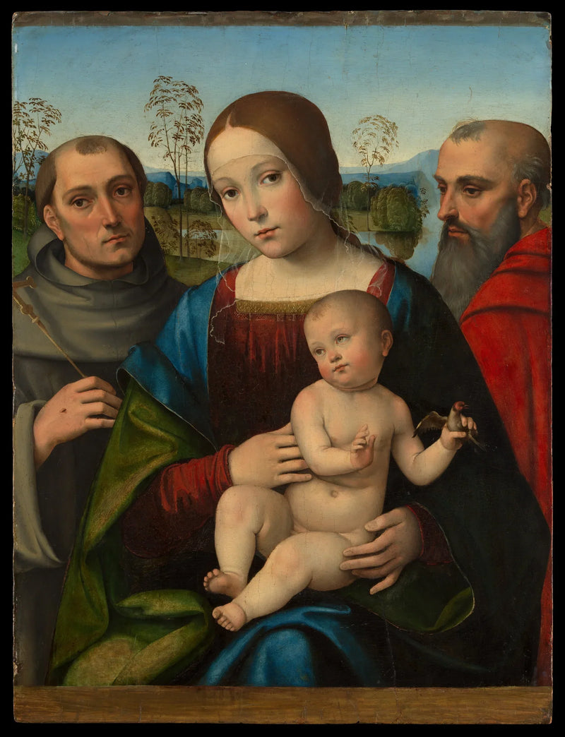 Madonna med barnet med helgonen Franciskus och Jeremia - Francesco Francia