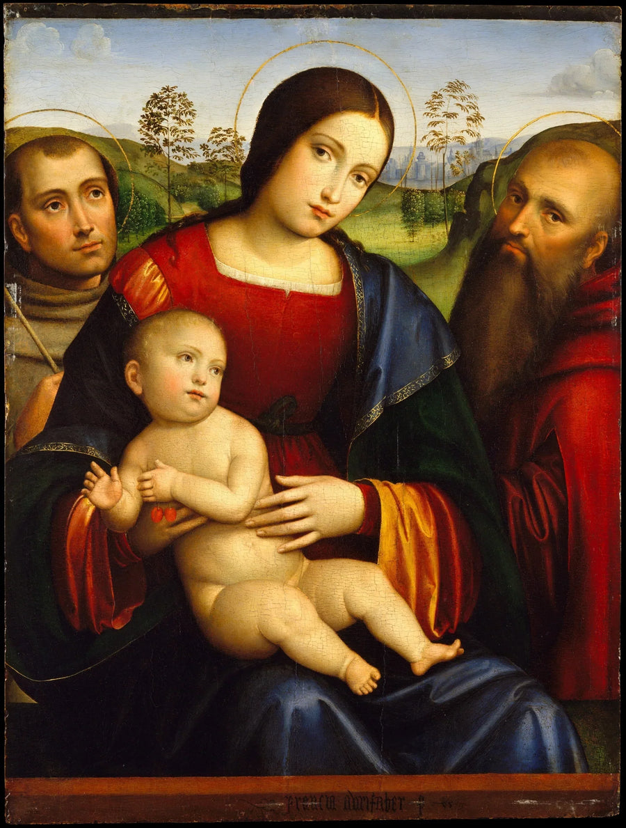 Madonna med barnet med helgonen Franciskus och Jeremia - Francesco Francia