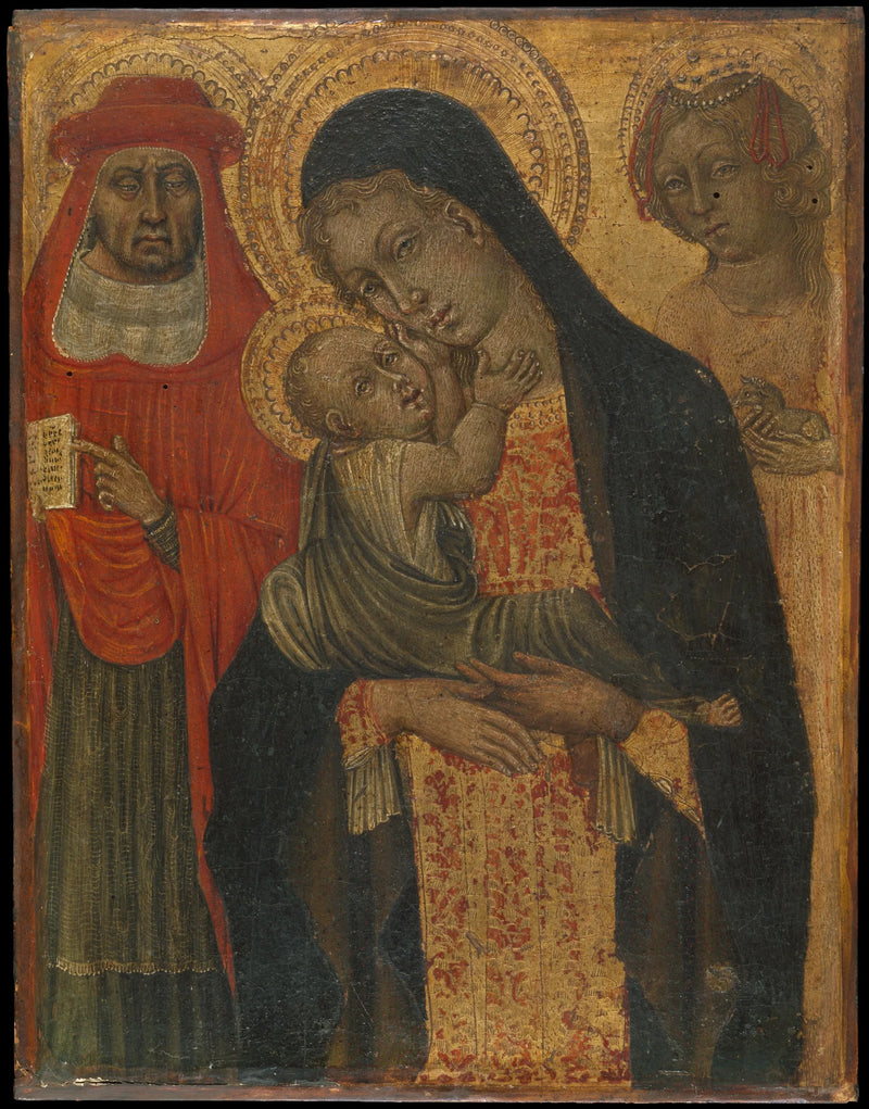 Jungfru med barnet med helgonen Jerome och Agnes - Giovanni di Paolo