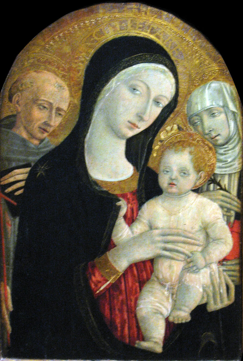 Jungfru med barnet med heliga Franciskus och heliga Katarina av Siena - Matteo di Giovanni