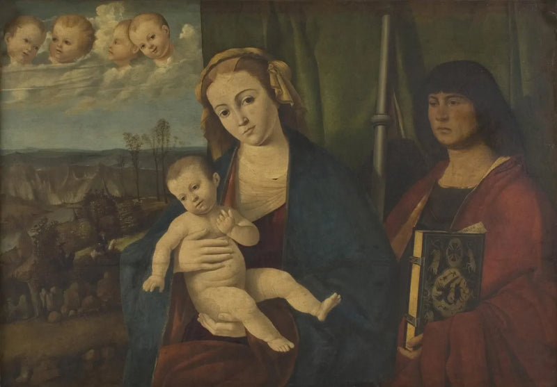 Madonna med barnet, med helige Jakob den Store - Marco Basaiti