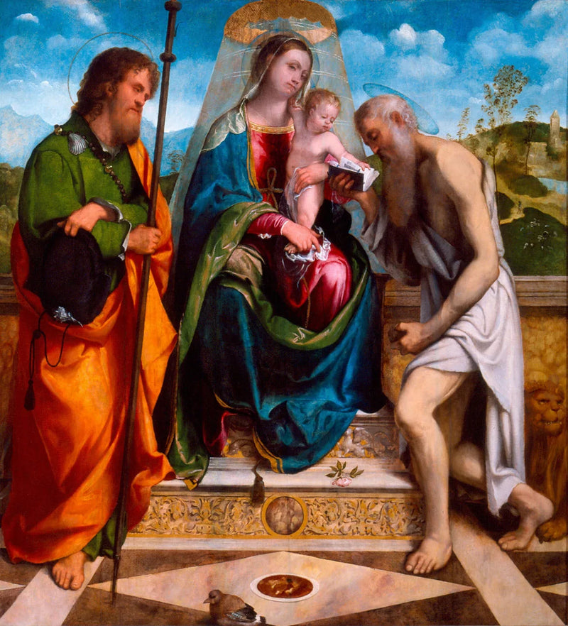 Madonna med barnet med helige Jakob den Äldre och helige Jerome - Alessandro Bonvicino