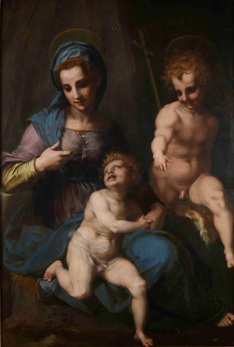 Madonna med barn och helige Johannes Döparen som barn - Andrea del Sarto