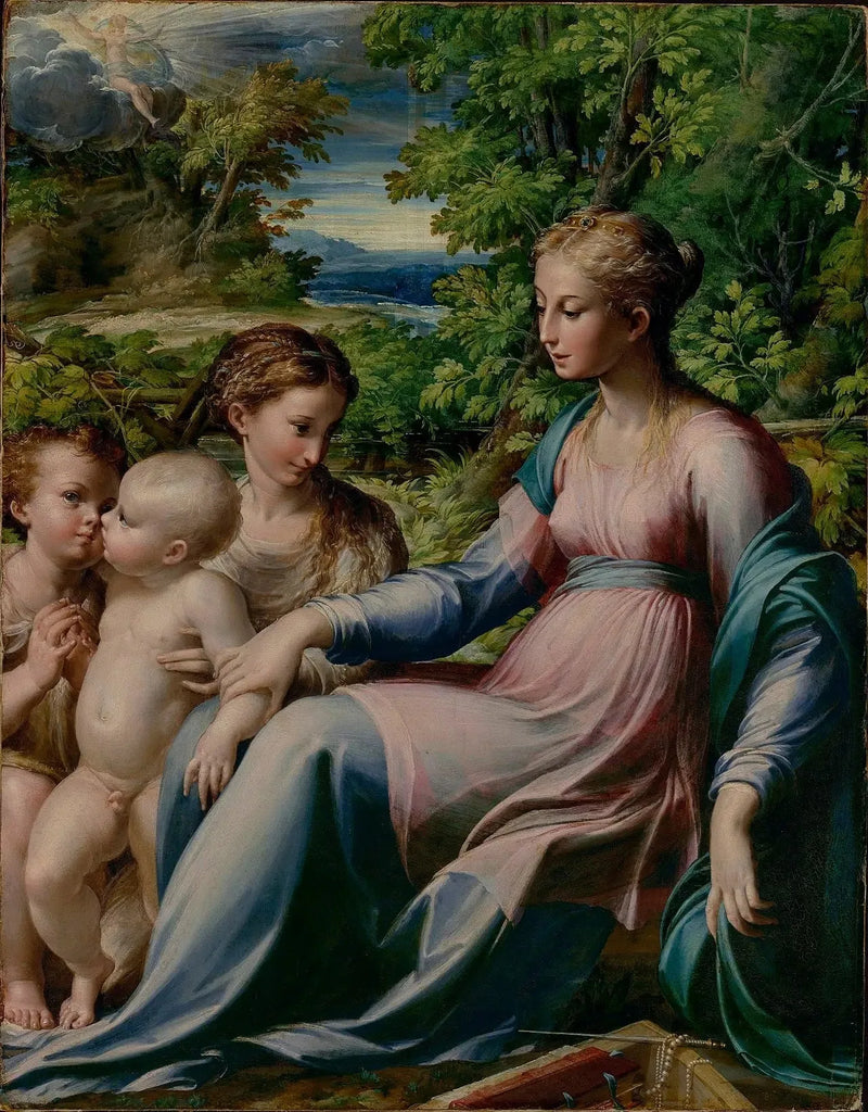 Madonna med barn med helige Johannes Döparen och Maria Magdalena - Parmigianino