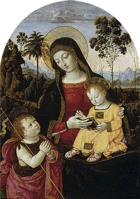 Madonna med barn och helige Johannes Döparen - Pinturicchio