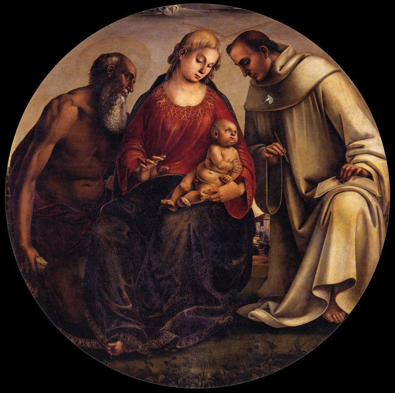 Jungfru med barnet med helige Jerome och helige Bernard av Clairvaux - Luca Signorelli