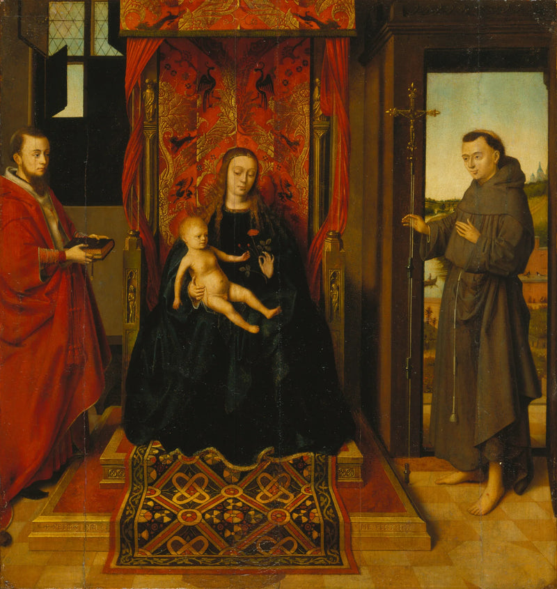 Jungfru med barnet, med helige Jerome och helige Franciskus - Petrus Christus