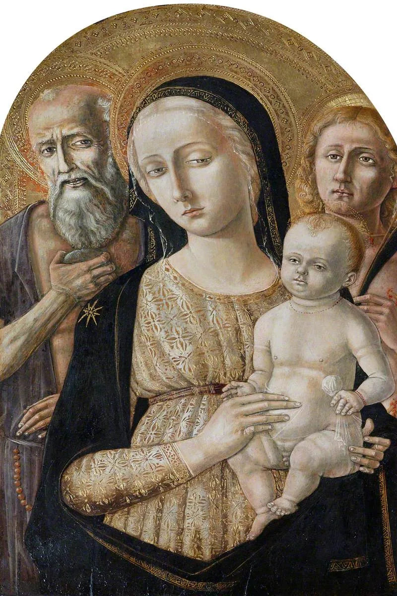 Madonna med barn med helige Jerome och helige Sebastian - Matteo di Giovanni