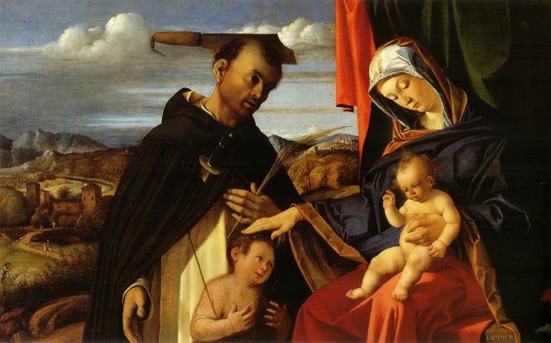 Jungfru med barnet och helgonet Petrus martyr - Lorenzo Lotto