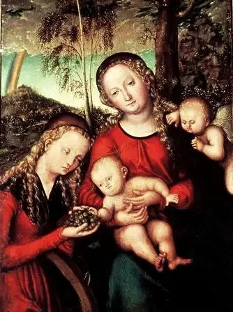 Madonna med barn med heliga Katarina av Alexandria - Lucas Cranach den äldre