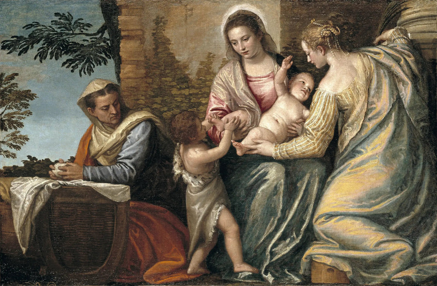 Jungfru med barnet med heliga Elisabeth, heliga Johannes Döparen som barn och heliga Katarina - Paul Véronèse