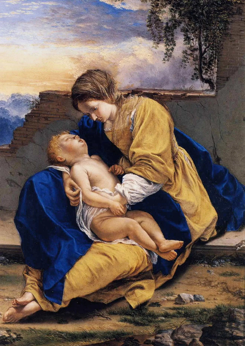 Jungfru med barnet i landskap - Orazio Gentileschi