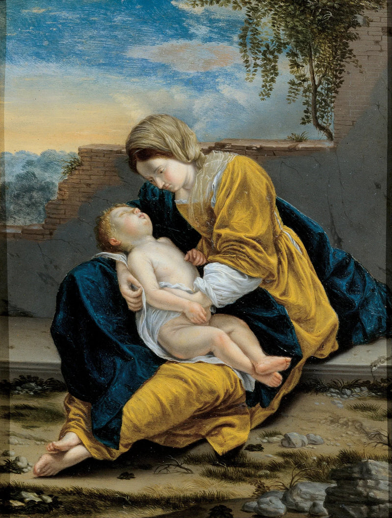 Jungfru med barnet i landskap - Orazio Gentileschi