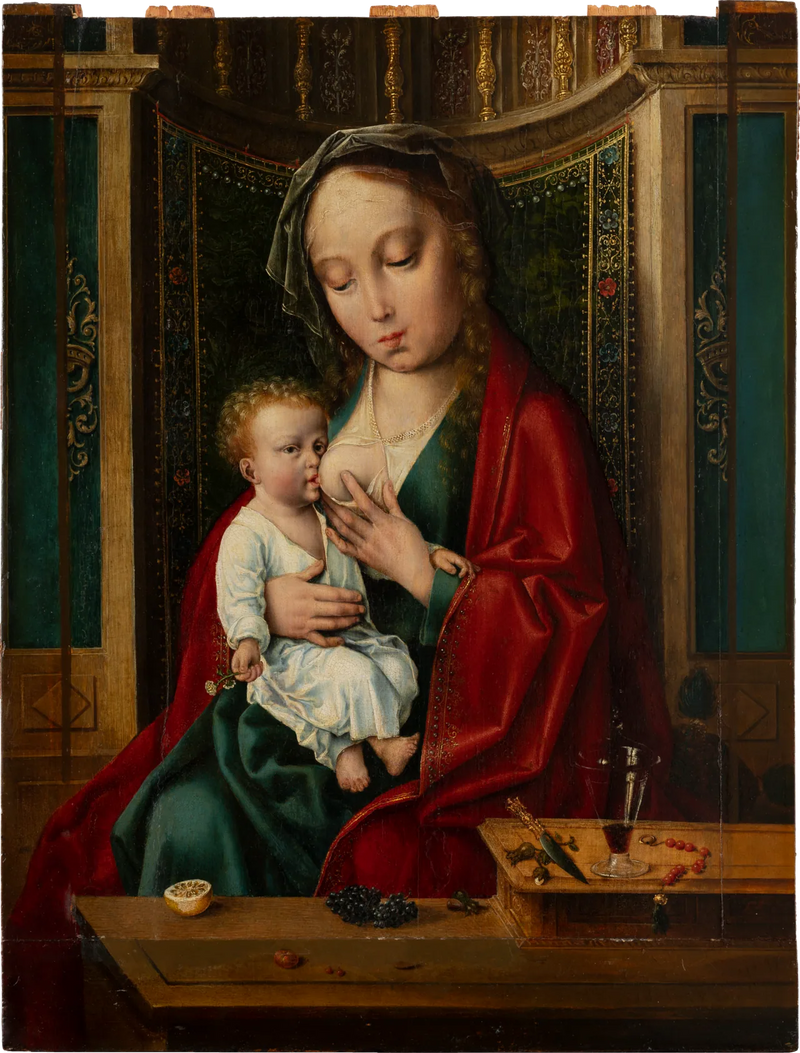 Madonna med barn i en nihet - Joos van Cleve