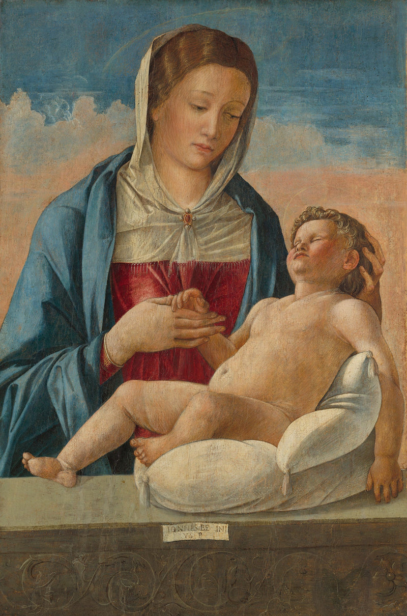Madonna med det sovande barnet på ett parapet - Giovanni Bellini
