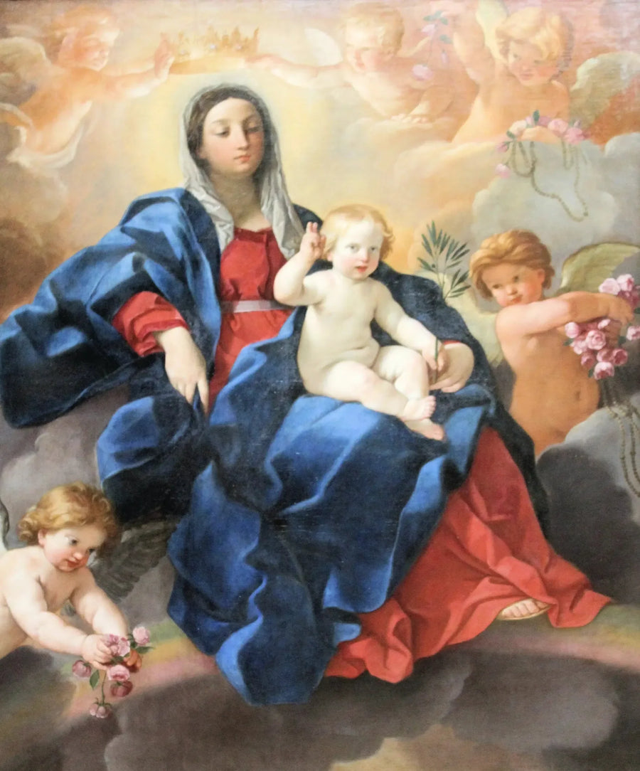 Jungfru med barnet omgiven av änglar - Guido Reni