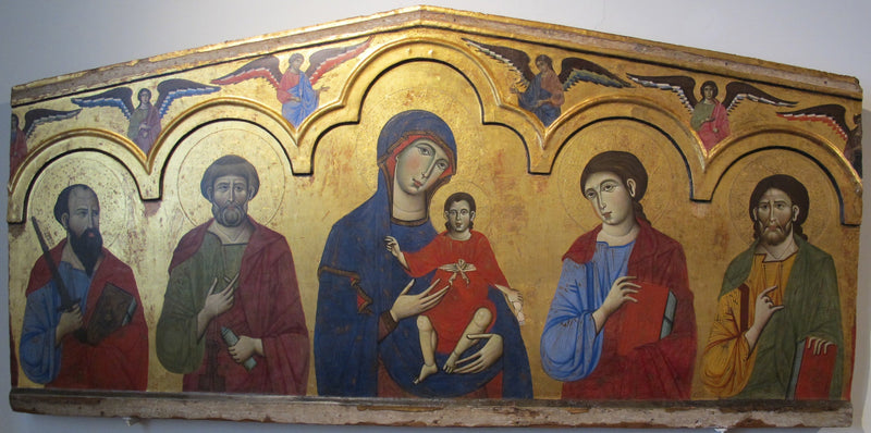 Jungfru med barnet omgiven av fyra helgon - Guido da Siena