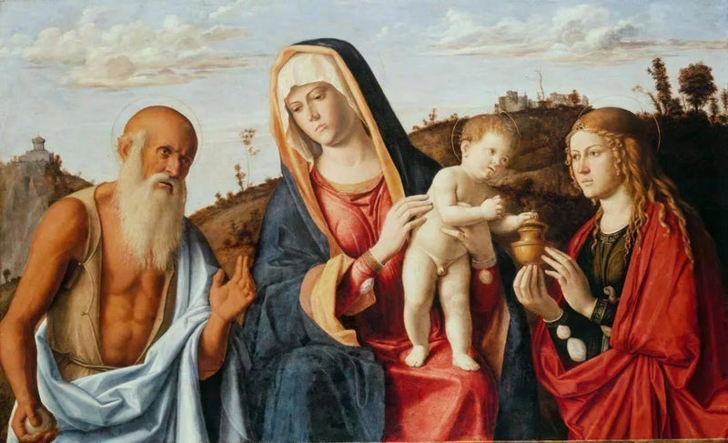 Jungfru med barnet mellan helgonen Jerome och Maria Magdalena - Cima da Conegliano
