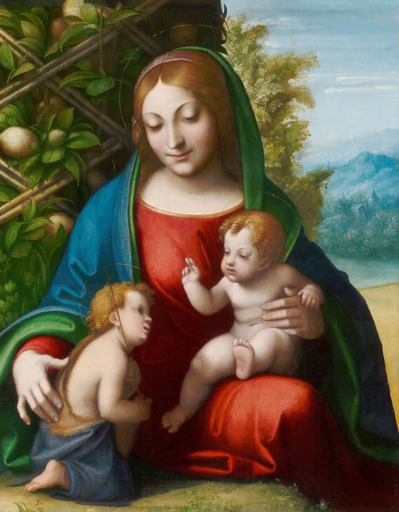 Madonna med barnet och helige Johannes - Antonio da Correggio