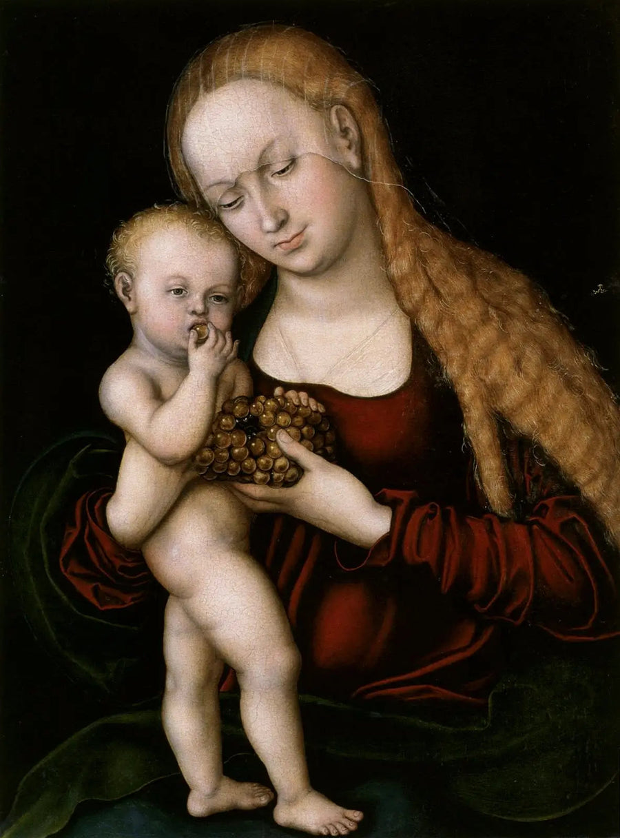 Madonna med barnet som äter vindruvor - Lucas Cranach den äldre