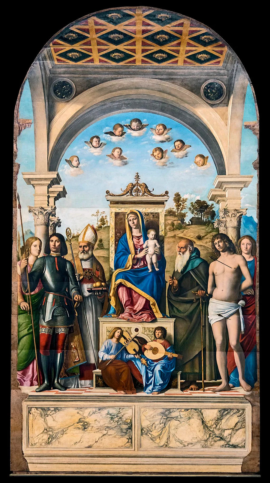 Madonna med barn, krönt med helgon - Cima da Conegliano