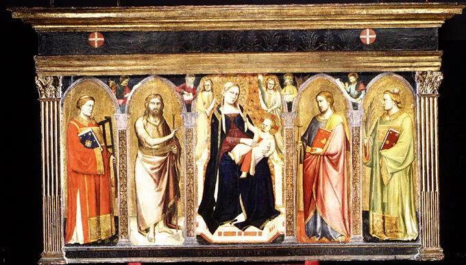 Madonna med barn sittande med helgon - Taddeo Gaddi