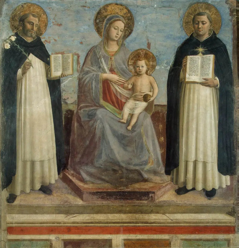 Jungfru med barnet mellan helgonen Dominikus och Thomas av Aquino - Fra Angelico