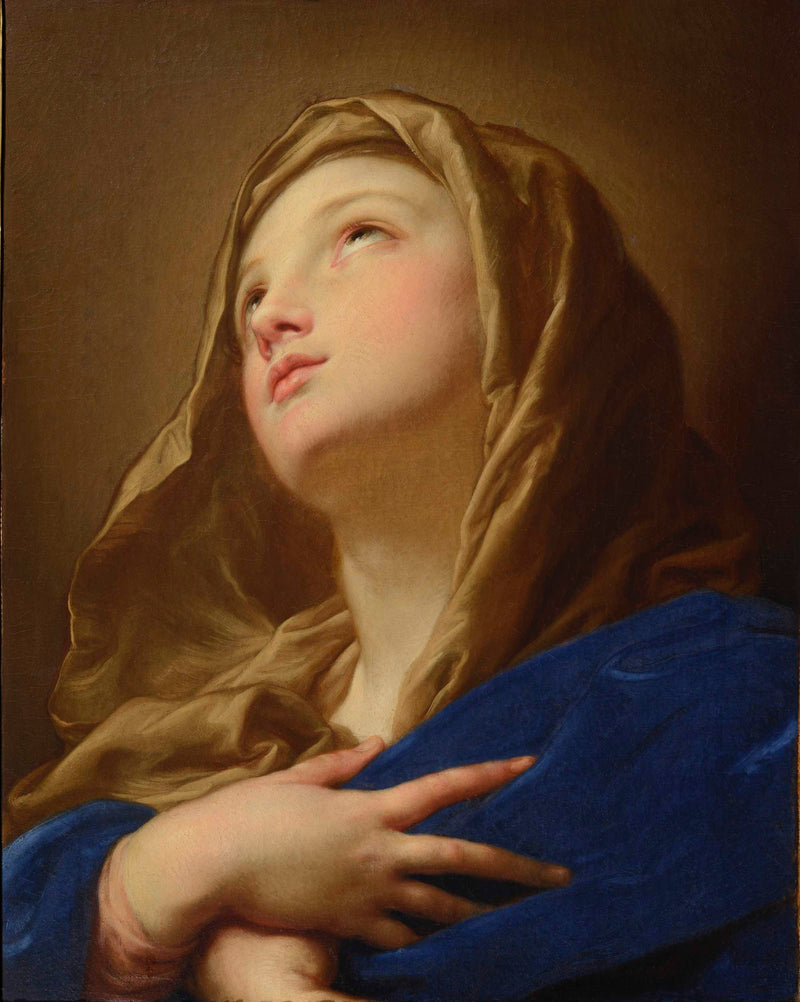 Madonna i bröstbild med korslagda händer på bröstet - Pompeo Batoni