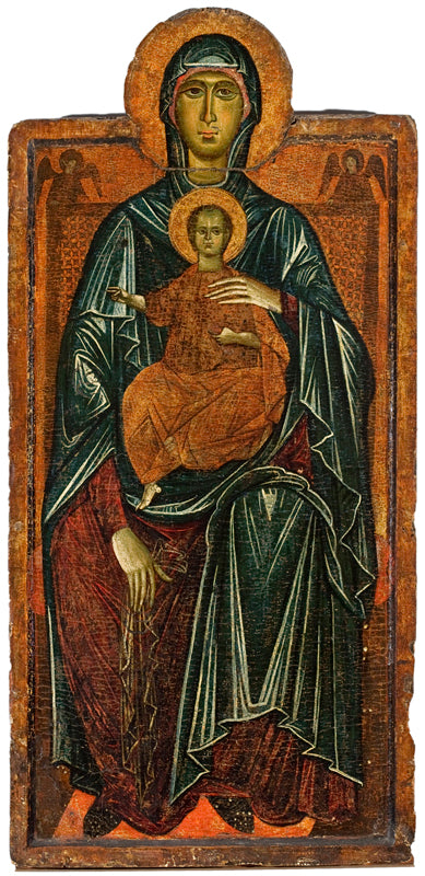 Madonna i majestät med barnet och två änglar - Master of the Bigallo Crucifix