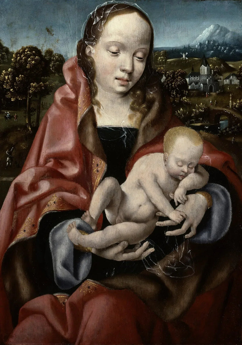 Madonna och Barnet Jesus som sover - Joos van Cleve