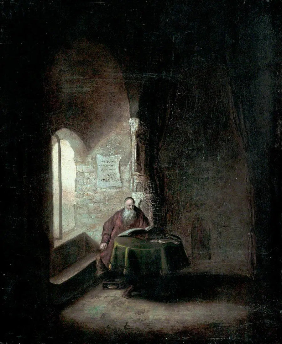 Gamla lärde i ett valvigt rum - Rembrandt