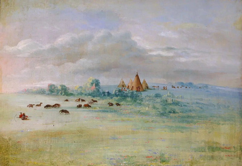 Sioux-by, Calhoun-sjön, nära Fort Snelling - George Catlin