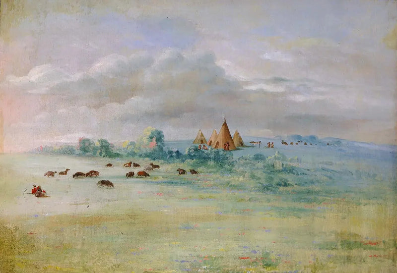 Sioux-by, Calhoun-sjön, nära Fort Snelling - George Catlin