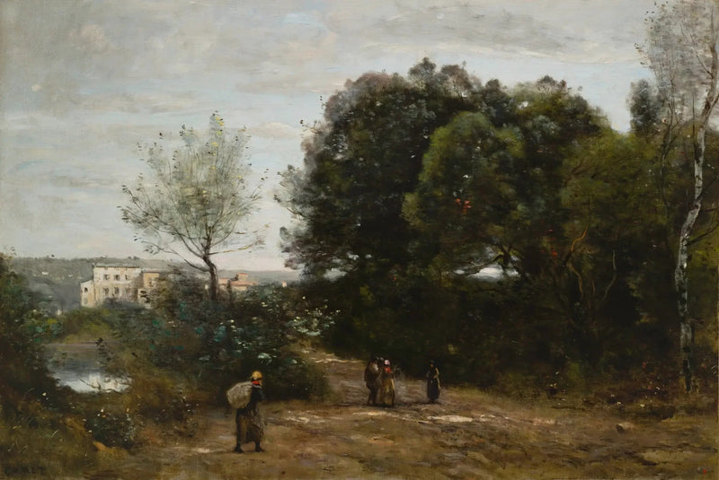 Ville-d'Avray: Väg vid dammens kant - Jean-Baptiste Camille Corot