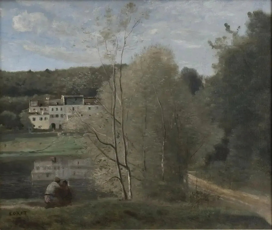 Ville-d'Avray, dammen och husen Cabassud - Jean-Baptiste Camille Corot