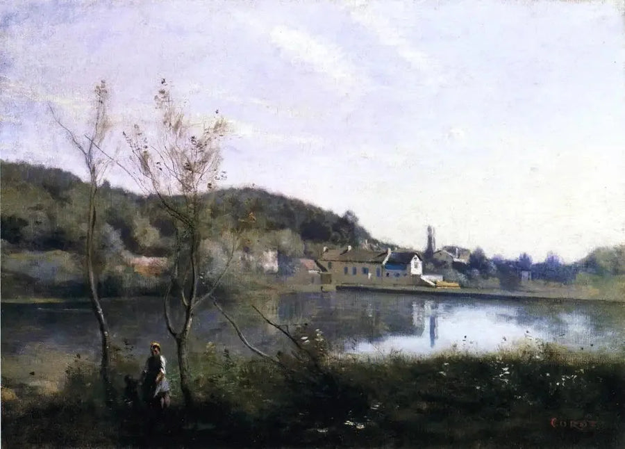 Ville-d'Avray, den stora dammen och dess villor - Jean-Baptiste Camille Corot
