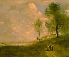 Ville d'Avray (Landskap och figurer) - Jean-Baptiste Camille Corot