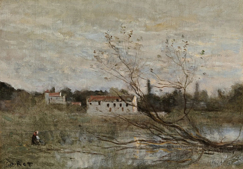 Ville d'Avray, en sjövik - Jean-Baptiste Camille Corot