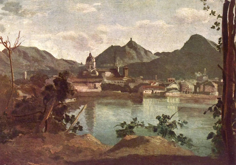 Stad och Como-sjön - Jean-Baptiste Camille Corot