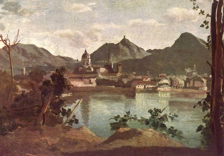 Stad och Como-sjön - Jean-Baptiste Camille Corot