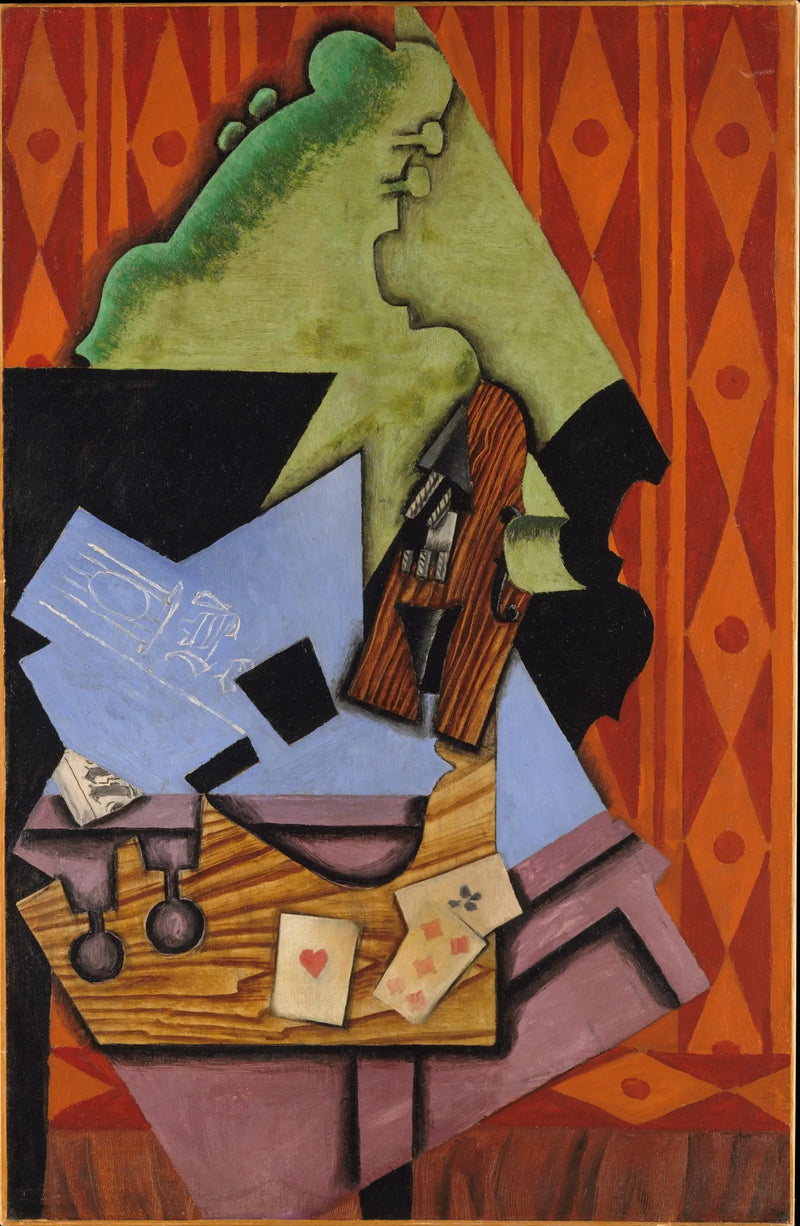 Violin och kort på ett bord - Juan Gris