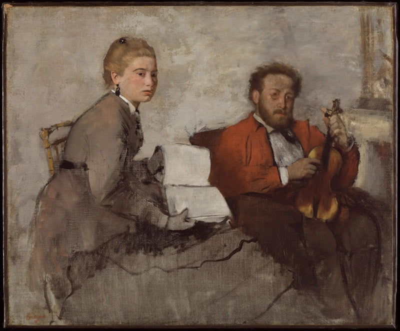 Violinist och ung kvinna som håller en musikbok) - Edgar Degas