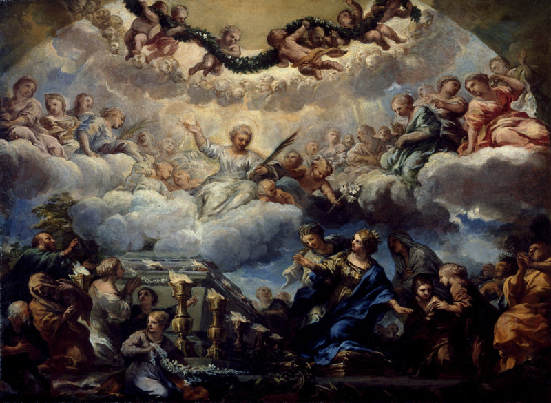 Vision av heliga Constantia framför gravarna av heliga Agnes och Émérentienne - Pietro da Cortona
