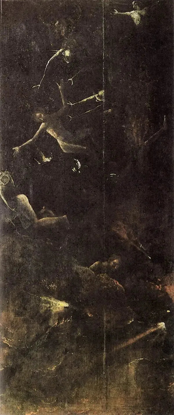 Visioner av det övre: de dömdas fall i helvetet - Hieronymus Bosch