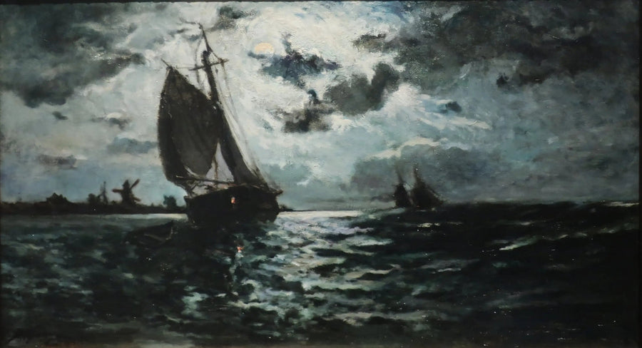 Segelbåt i månsken - Paul Gauguin