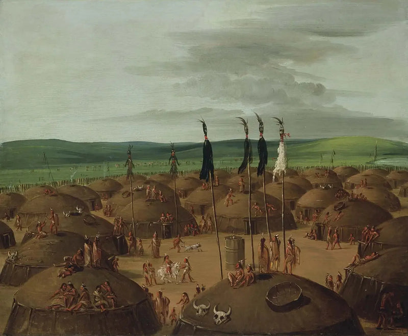 Flygbild av Mandan-by, 1800 mil ovanför Saint Louis - George Catlin