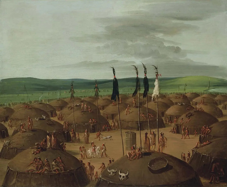 Flygbild av Mandan-by, 1800 mil ovanför Saint Louis - George Catlin