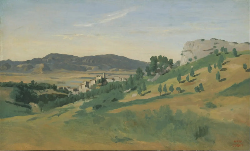 Olevano utsikt - Jean-Baptiste Camille Corot