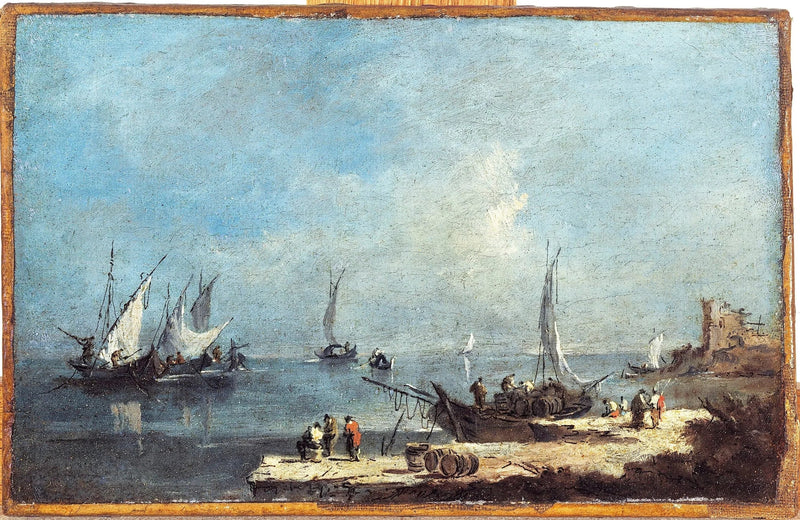 Vy över en hamn, vid lagunen - Francesco Guardi