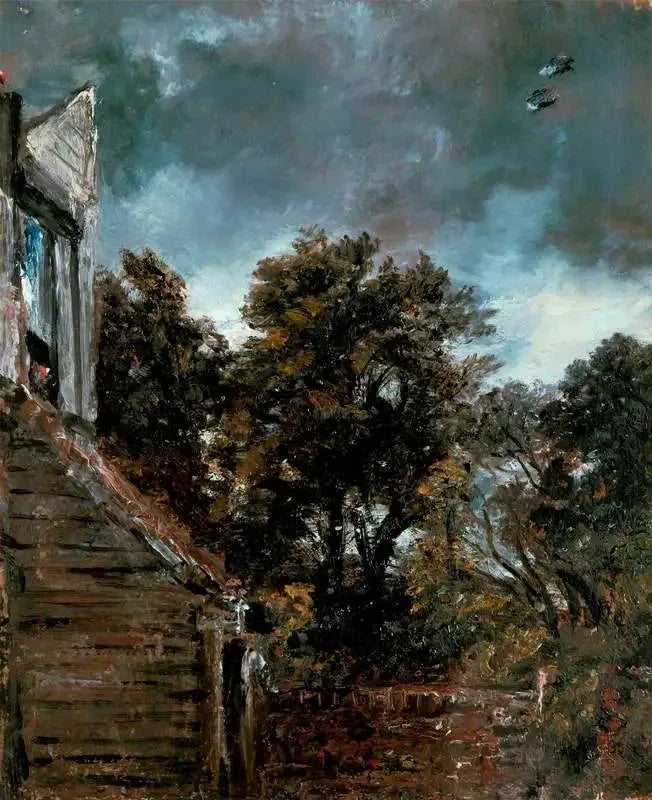 Utsikt i en trädgård, med ett skjul till vänster - John Constable